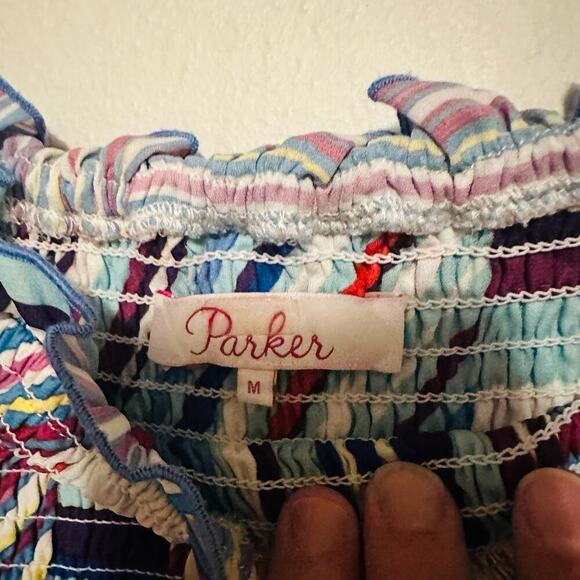 Parker Women's Multicolored Zizola Off-Shoulder Patchwork Mini Dress Size Medium - Picture 6 of 9